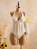 Lace Backless Bikini Set For Women Two Piece Beachwear Summer Swimwear