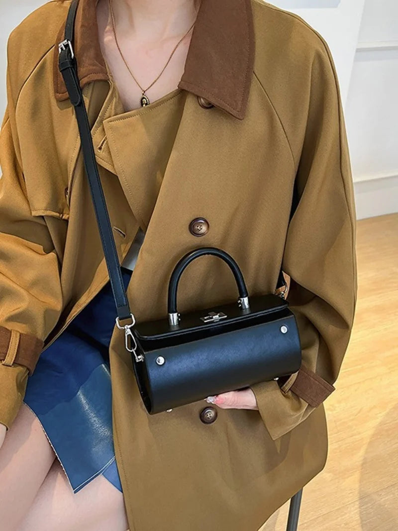 Elegant Womens Shoulder Crossbody With Pillow Accent Pu Leather Luxury Handbag