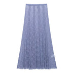 Pleated Ruffles Skirt & Lace Crochet Sling Camis Tank V Neck Top Set