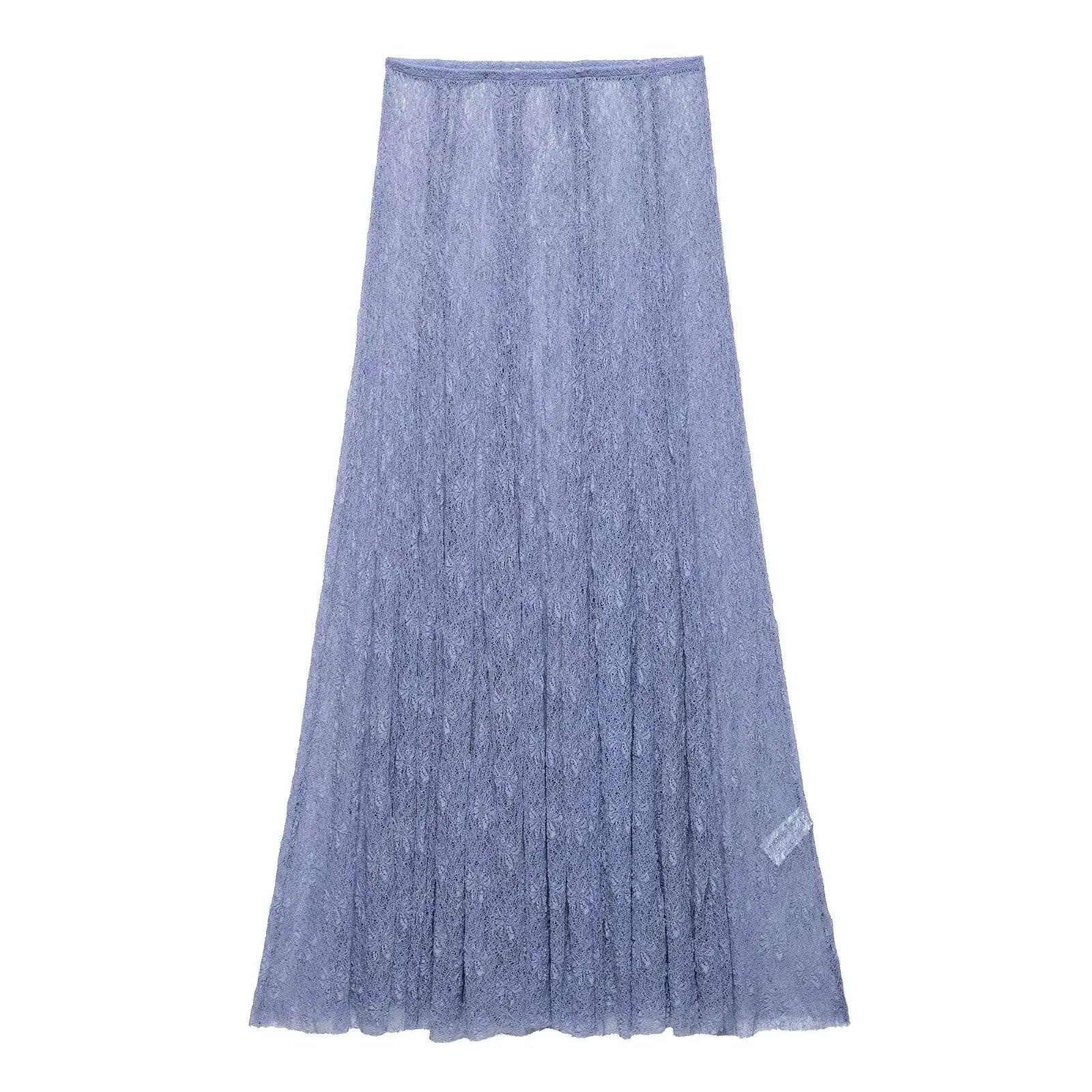 Pleated Ruffles Skirt & Lace Crochet Sling Camis Tank V Neck Top Set