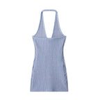 Halter V Neck Backless Knit Mini Dress For Women Figure Flattering Fit