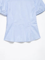 Lace Up Bow Puff Sleeve Crop Top With V Neck For Women