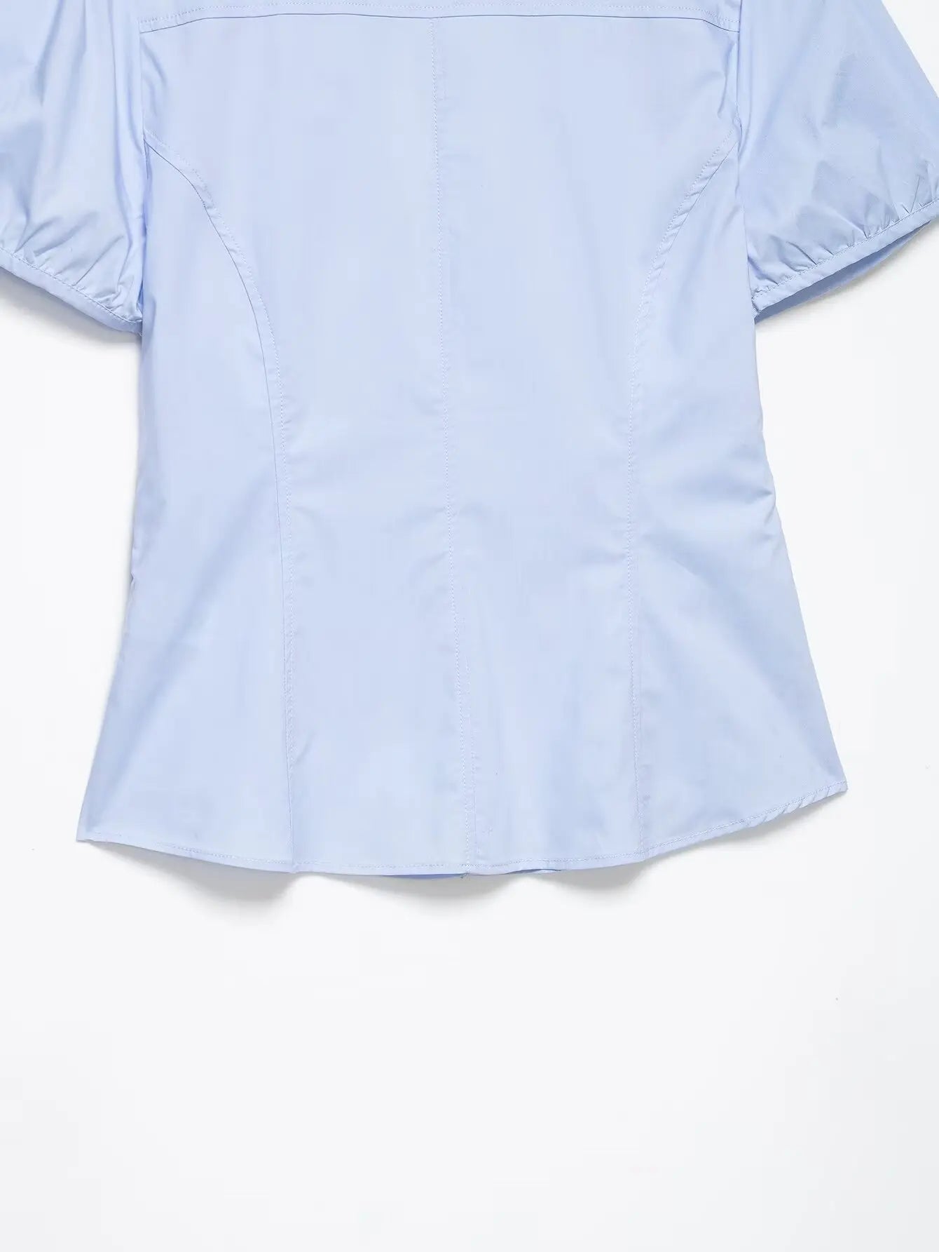Lace Up Bow Puff Sleeve Crop Top With V Neck For Women