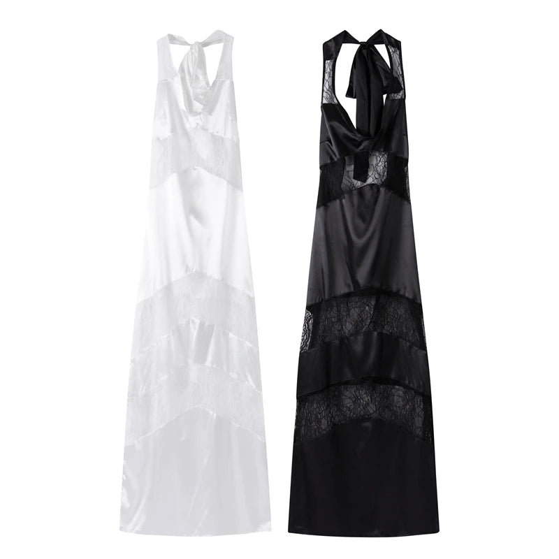 Lace See Through Sling Maxi Dress Evening