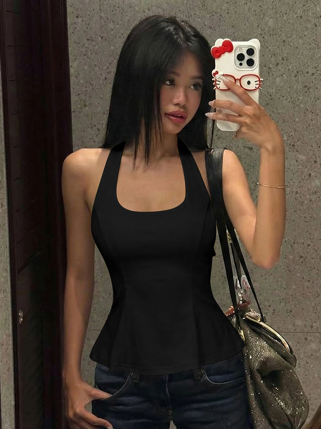 Halter Backless Corset Tank Top With Lace Up Details Retro Street Vibe