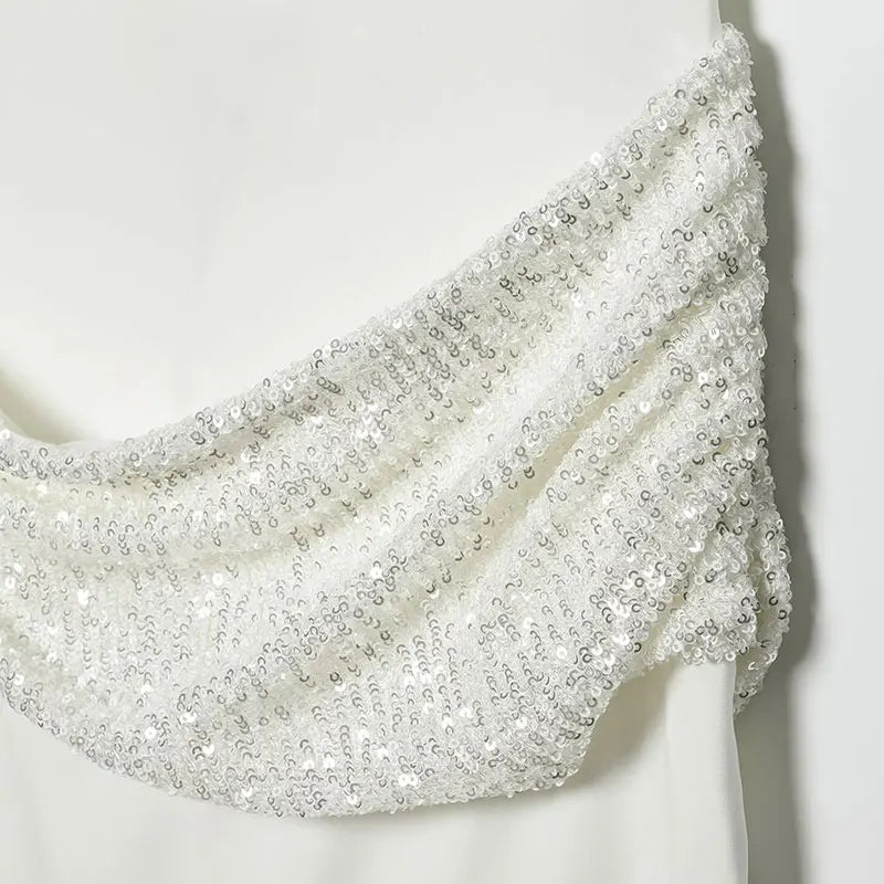 Gleaming Sequin Mini Dress With O Neck Backless Detail