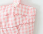 Pink Plaid Crop Top With Slash Collar