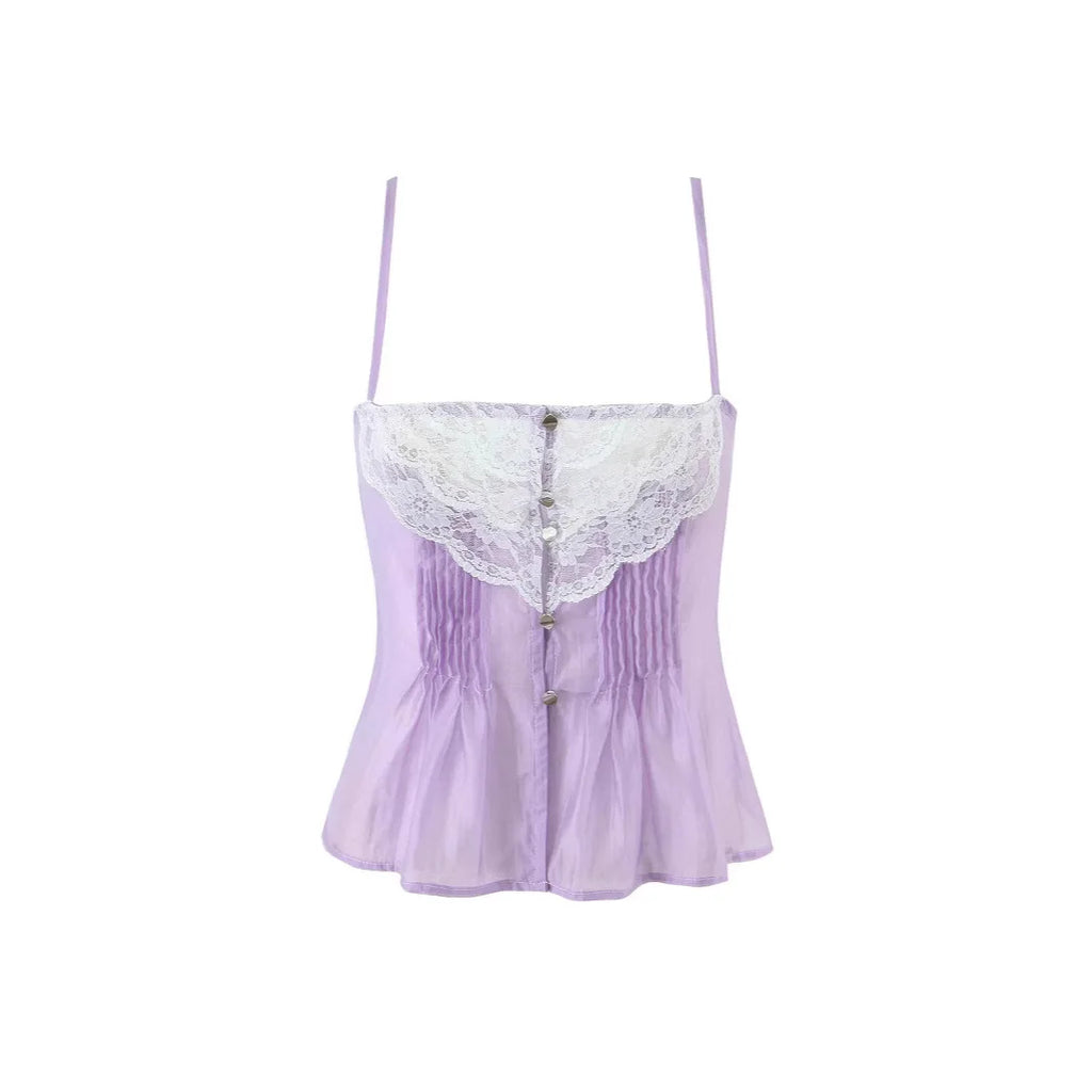 Lace Strap Boho Camisole Top Sheer Cotton Rayon Sleeveless
