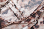 Leopard Print See Through Maxi Dress With O Neck Long Sleeves Backless Cross Bandage Detail