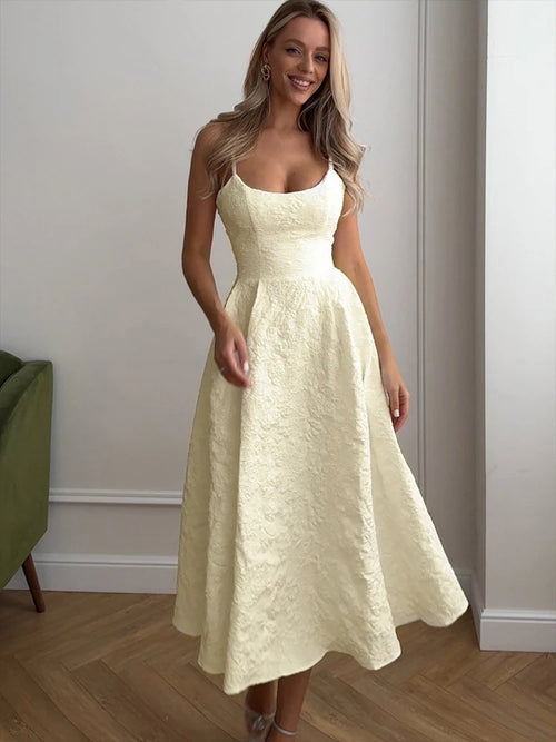 Backless O Neck Sling Maxi Dress A Line Slim