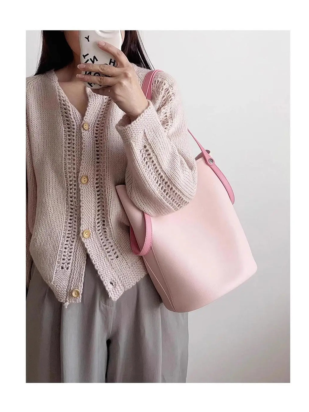 Pink Bucket Bag Crossbody With Generous Interior