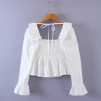 Soft Ruffle Blouse With Long Sleeves