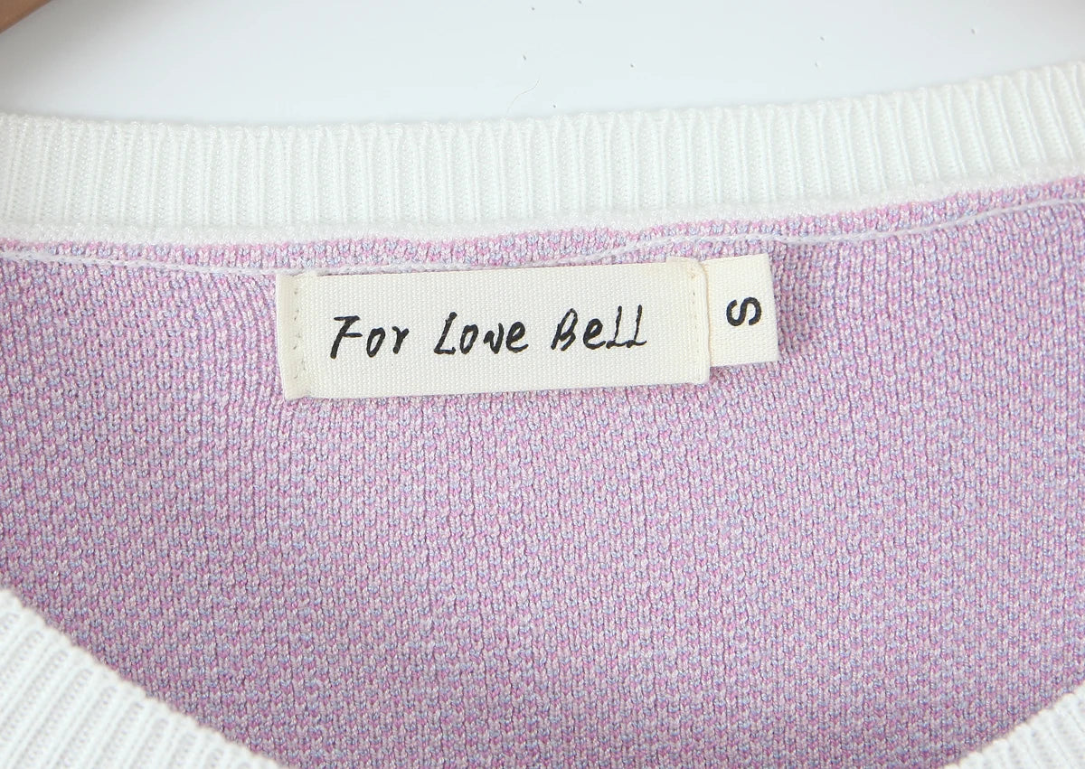 Sweet Blue White Striped Button Through Pointelle Knit Cardigan Sweater Woman Full Puff Sleeve Jumper Cropped Knitwear