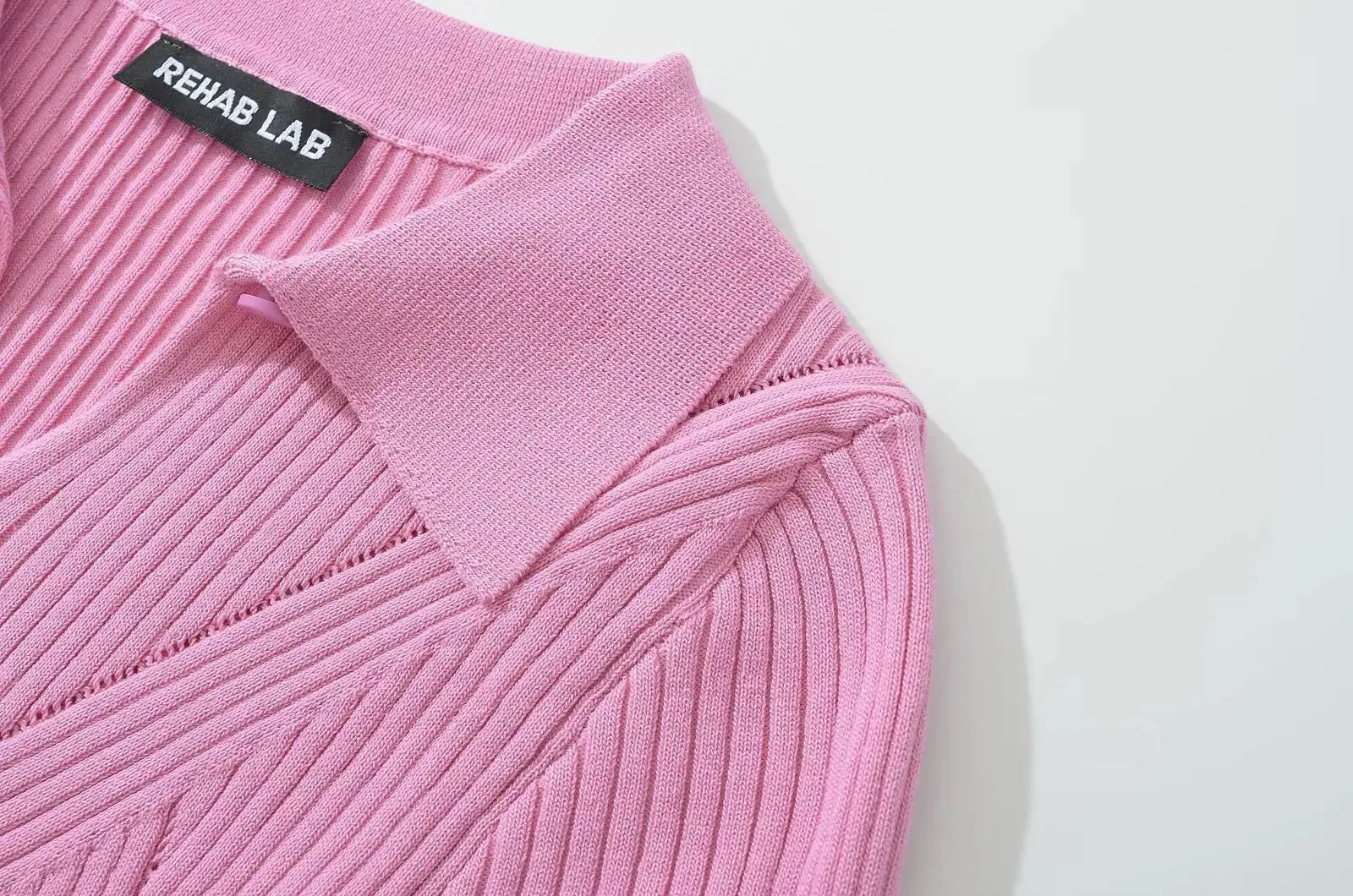 Knit Turn Down Collar Pullover For Women Slim Stretch Short Sleeve Top