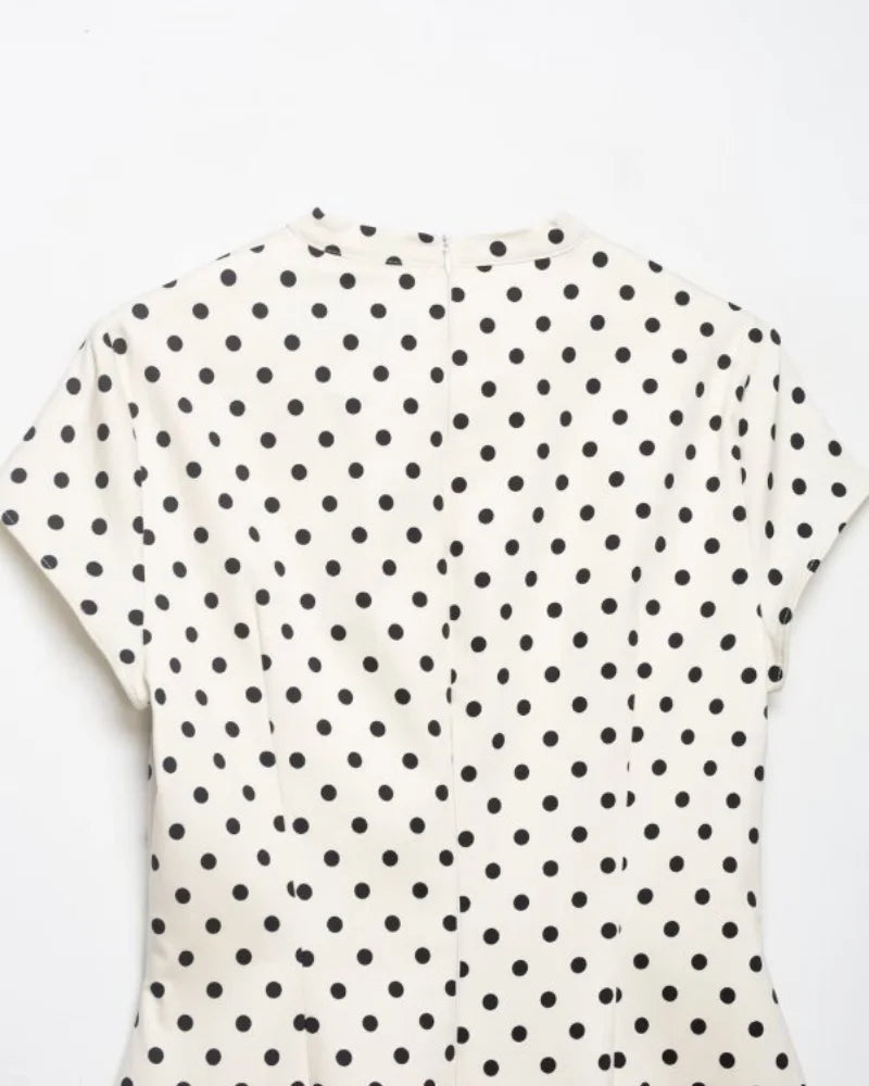 Polka Dot Cutout Bow Front Mini Dress