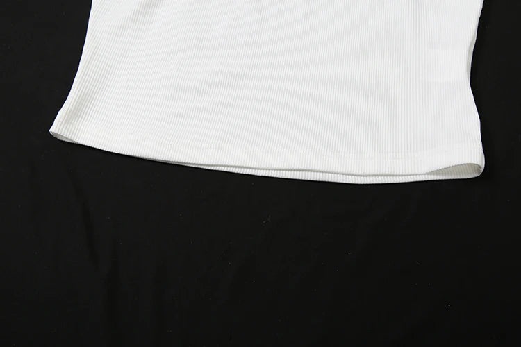 Off Shoulder Metal Buckle Tank Top For Women High Stretch Body Skimming Street Style