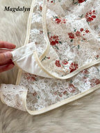 Floral Halter With Mesh Bodysuit