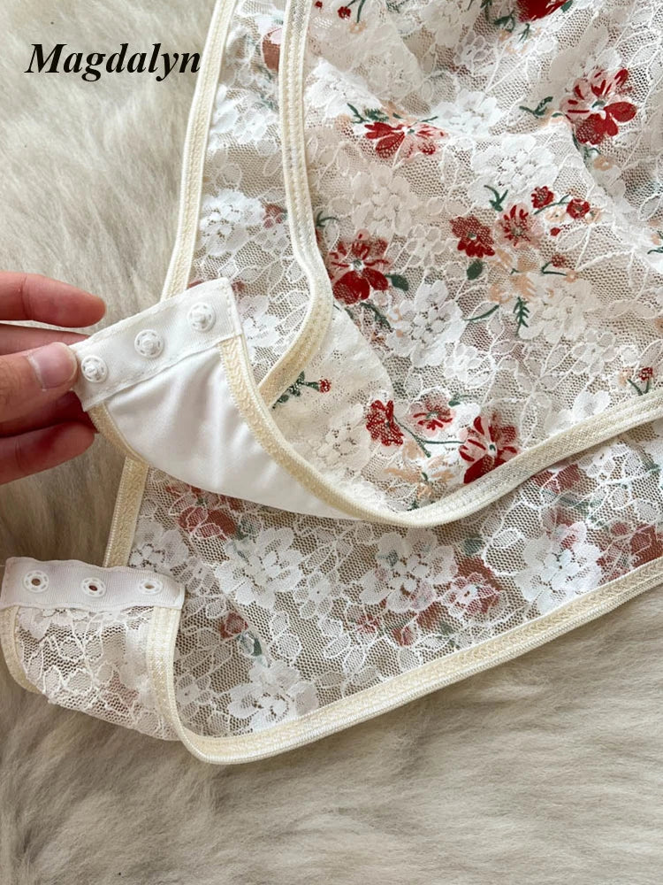 Floral Halter With Mesh Bodysuit