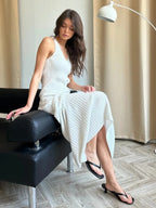 Sleeveless Knitted Dress With Wide Shoulder Straps Inner Long Skirt