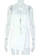 Halter Backless Top And Skirt Set Two Piece Irregular