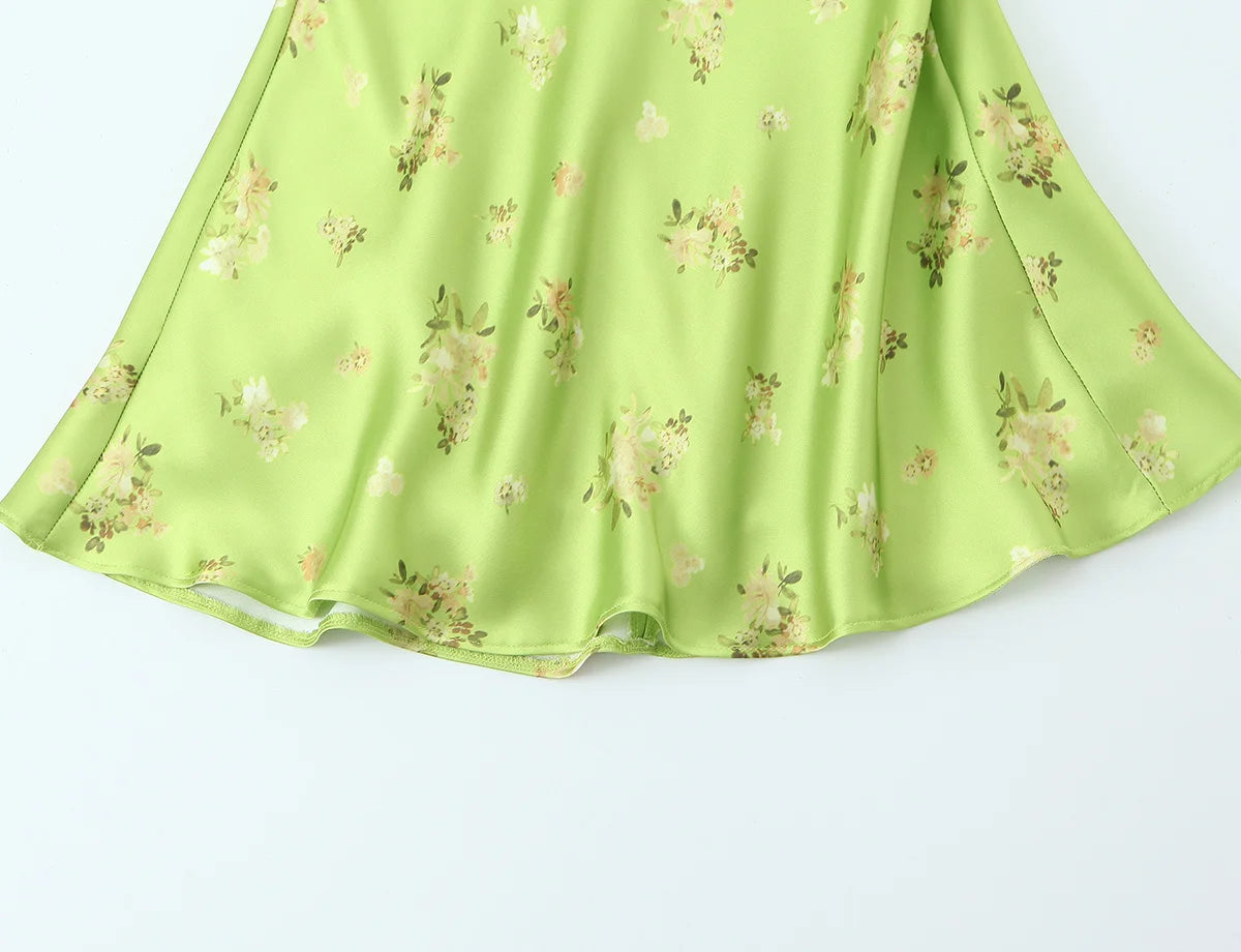 Floral Print Summer Sling Dress With Spaghetti Straps