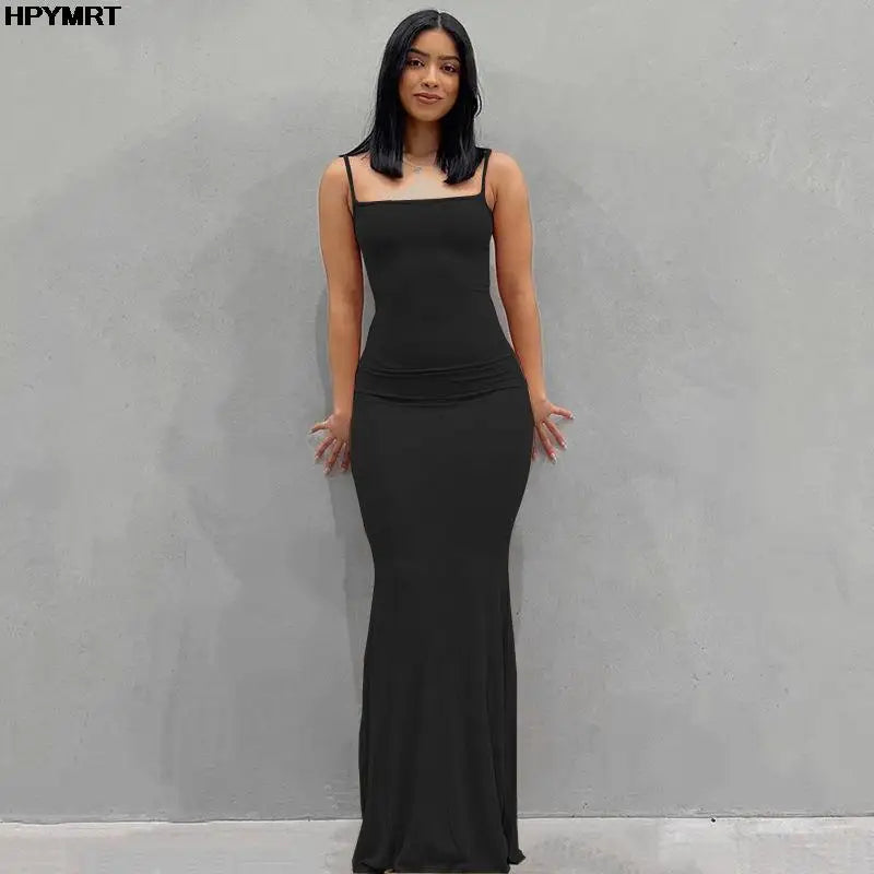 Women's Satin Sleeveless Backless Slim Maxi Dress