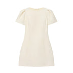 Pleated Mini Dress For Women Elegant Short Sleeve