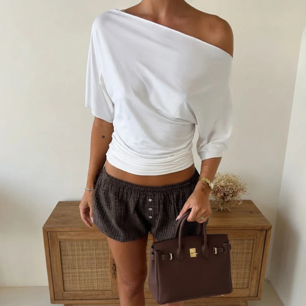 One Shoulder Summer Top For Women Slim Fit