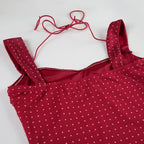 Polka Dot A Line Mini Dress With Ruched Strapless Backless Silhouette