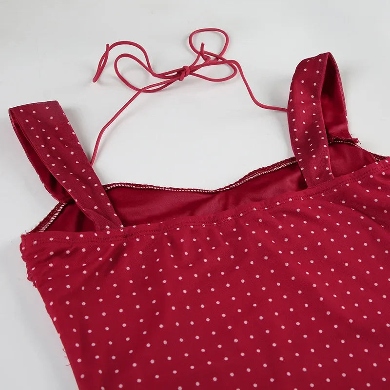 Polka Dot A Line Mini Dress With Ruched Strapless Backless Silhouette