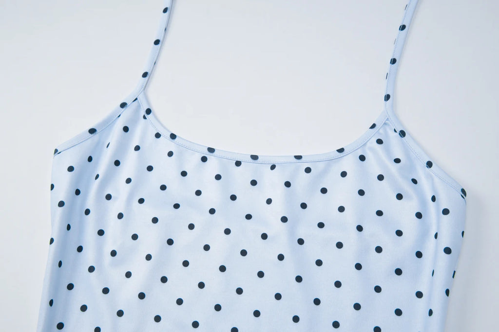 Polka Dot Halter Backless Crop Cami
