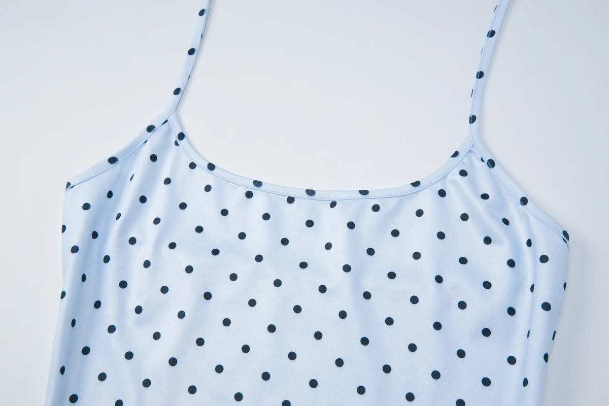 Polka Dot Halter Backless Crop Cami