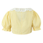 Yellow Gingham Lace Top And Skirt Set Vintage