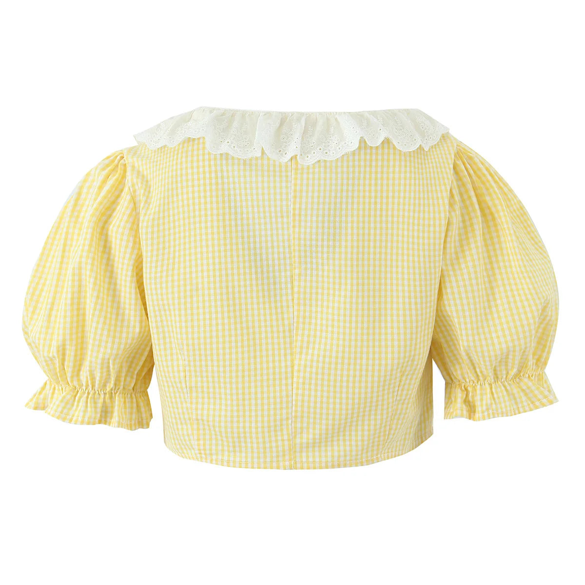 Yellow Gingham Lace Top And Skirt Set Vintage