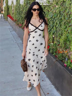 Patchwork Lace Midi Dress With Halter Neck And Backless Silhouette