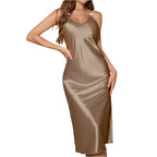 Elegant Silky Backless Halter Nightgown Camisole For Lounge Wear Breathable Lightweight Comfort