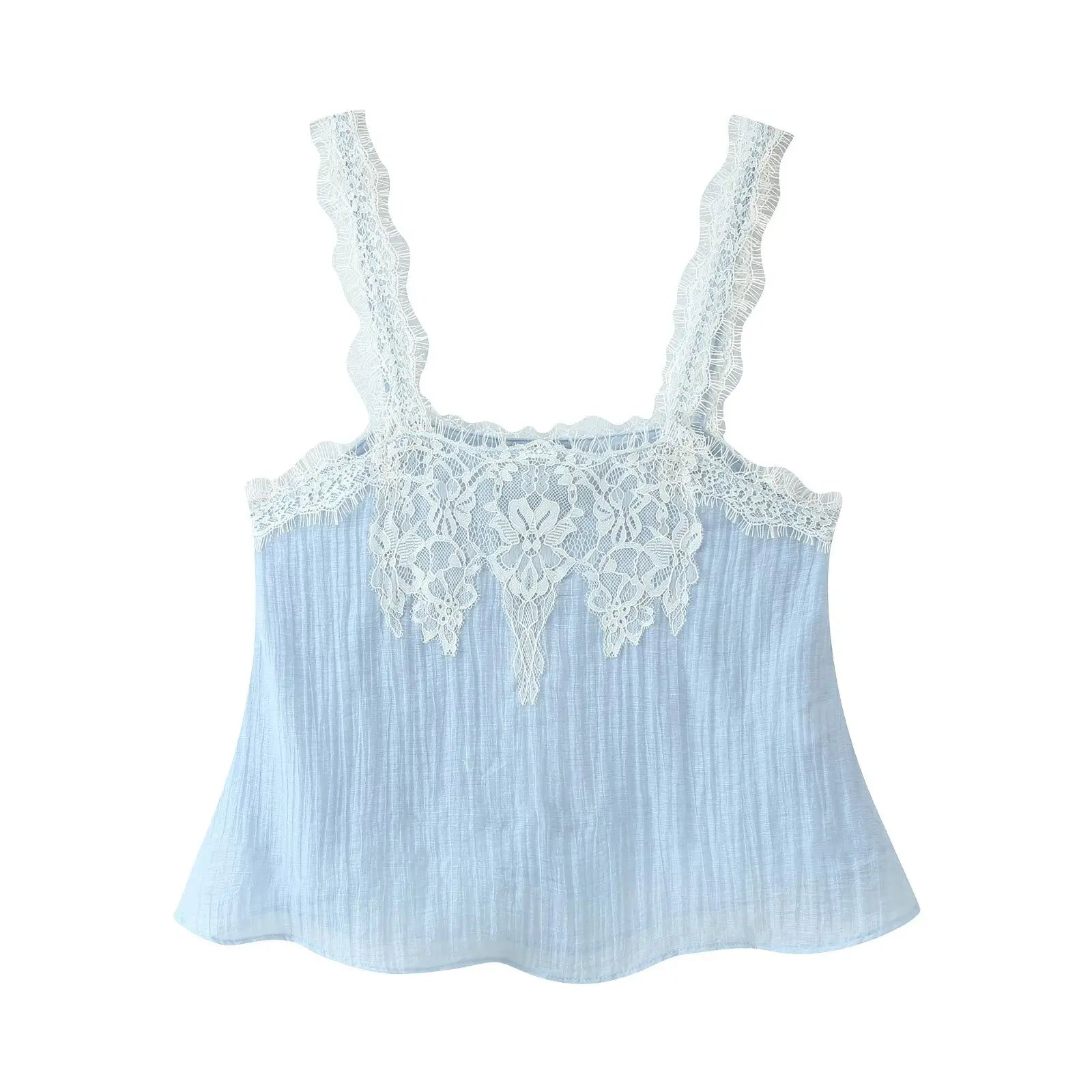 Patchwork Lace Camisole Top And Midi Skirt Set