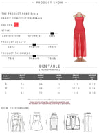Nibber See Through Hem Halter Maxi Dress Backless Patchwork Bodycon