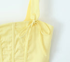 Sunny Chic Yellow Crop Cami Top With Back Zipper Slim Fit