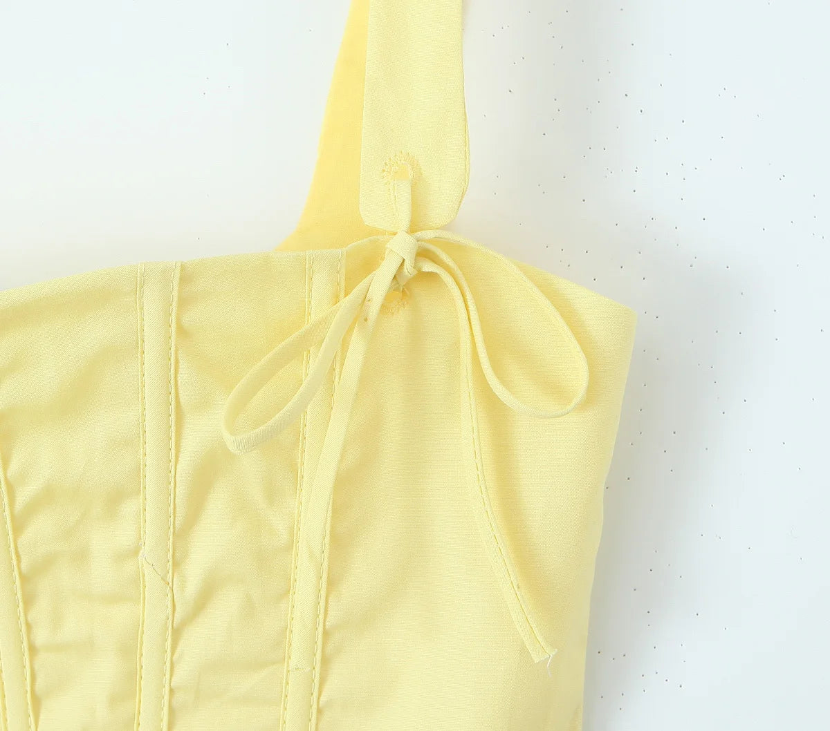Sunny Chic Yellow Crop Cami Top With Back Zipper Slim Fit