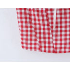Red Plaid Corset Camis Lace Trim Bow Detail Bustier Sexy Top