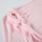 Long Sleeve Belted Top With Gathered Design