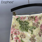 Floral Sequined Mini Skirt With High Waist Glam Inspired Retro Vibe