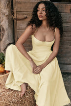 Backless Suspender Midi Dress Sleeveless A Line Style For Evening Wear
