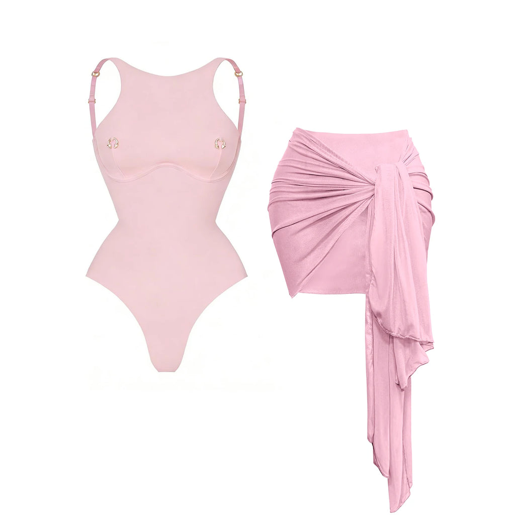 Three Piece Micro Bikini Set With Printed Bandeau Top And Sarong Beachwear For Women Sun Lovers