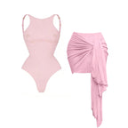 Three Piece Micro Bikini Set With Printed Bandeau Top And Sarong Beachwear For Women Sun Lovers