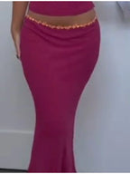 Sunset Vibe Halter Crop Top And Mermaid Skirt Two-Piece Set