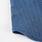 Off Shoulder Denim Corset Tank Top With Lace Up Back Hollow Detail Slim Bustier Camisole