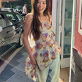 Sweet Backless Print Tank Top With Summer Vibe