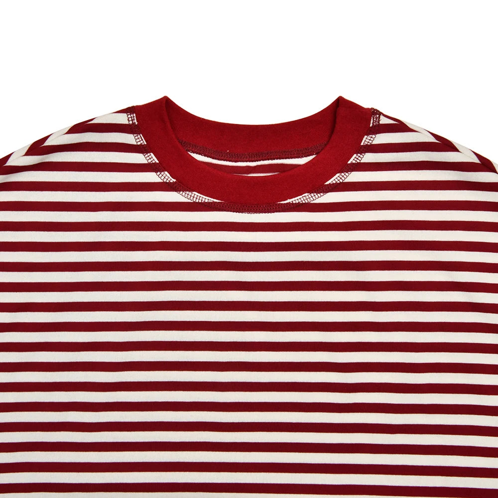 Stripe Patchwork Long Sleeve Tee for Casual Streetwear and Everyday